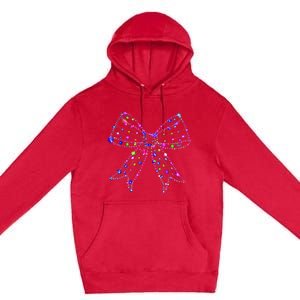 Christmas Light Coquette Bow Christmas Season Premium Pullover Hoodie