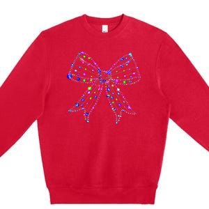 Christmas Light Coquette Bow Christmas Season Premium Crewneck Sweatshirt