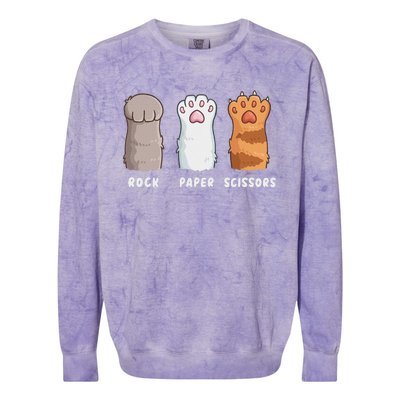 Cat Lover Cat Owner Funny Cat Rock Paper Scissors Colorblast Crewneck Sweatshirt