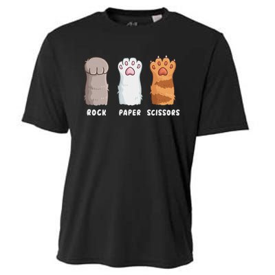 Cat Lover Cat Owner Funny Cat Rock Paper Scissors Cooling Performance Crew T-Shirt