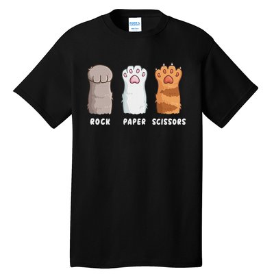 Cat Lover Cat Owner Funny Cat Rock Paper Scissors Tall T-Shirt