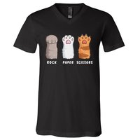 Cat Lover Cat Owner Funny Cat Rock Paper Scissors V-Neck T-Shirt