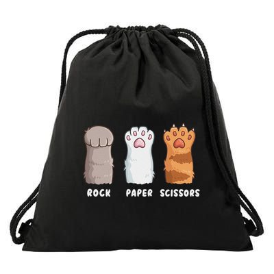 Cat Lover Cat Owner Funny Cat Rock Paper Scissors Drawstring Bag