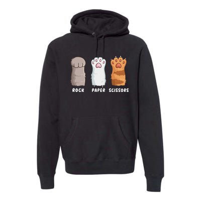 Cat Lover Cat Owner Funny Cat Rock Paper Scissors Premium Hoodie