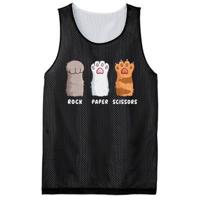 Cat Lover Cat Owner Funny Cat Rock Paper Scissors Mesh Reversible Basketball Jersey Tank