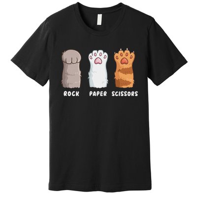 Cat Lover Cat Owner Funny Cat Rock Paper Scissors Premium T-Shirt