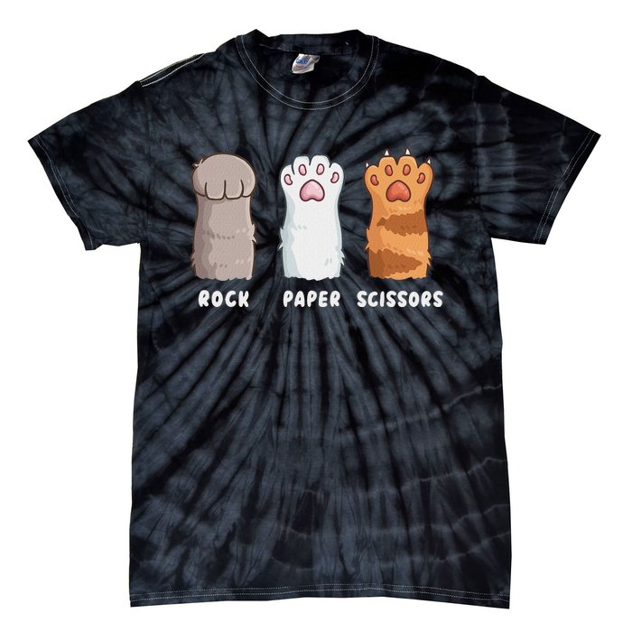 Cat Lover Cat Owner Funny Cat Rock Paper Scissors Tie-Dye T-Shirt