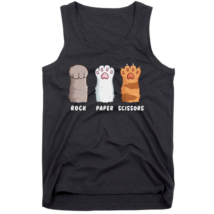 Cat Lover Cat Owner Funny Cat Rock Paper Scissors Tank Top