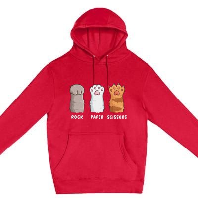 Cat Lover Cat Owner Funny Cat Rock Paper Scissors Premium Pullover Hoodie