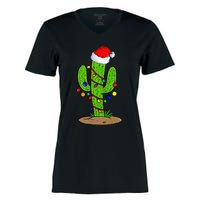 Christmas Lights Cactus Lover Funny Xmas Gift  Women's Momentum V-Neck T-Shirt