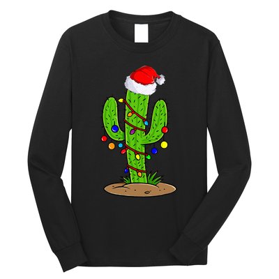 Christmas Lights Cactus Lover Funny Xmas Gift  Long Sleeve Shirt