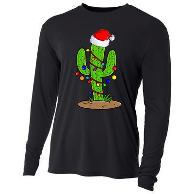 Christmas Lights Cactus Lover Funny Xmas Gift  Cooling Performance Long Sleeve Crew