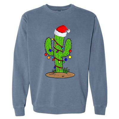 Christmas Lights Cactus Lover Funny Xmas Gift  Garment-Dyed Sweatshirt