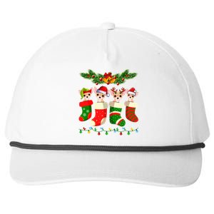 Christmas Light Chihuahua Dog In Christmas Sock Gift Snapback Five-Panel Rope Hat