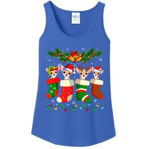 Christmas Light Chihuahua Dog In Christmas Sock Gift Ladies Essential Tank