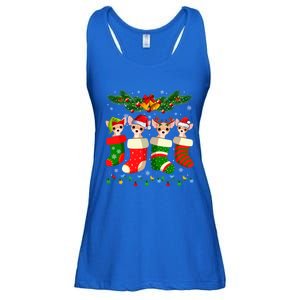 Christmas Light Chihuahua Dog In Christmas Sock Gift Ladies Essential Flowy Tank