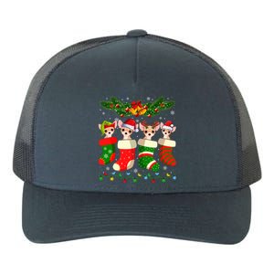 Christmas Light Chihuahua Dog In Christmas Sock Gift Yupoong Adult 5-Panel Trucker Hat