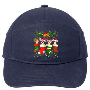 Christmas Light Chihuahua Dog In Christmas Sock Gift 7-Panel Snapback Hat