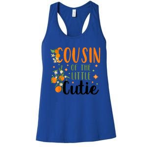 Cousin Little Cutie Baby Shower Orange 1st Birthday Party Women's Racerback Tank