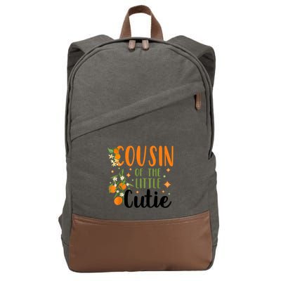 Cousin Little Cutie Baby Shower Orange 1st Birthday Party Cotton Canvas Backpack