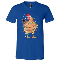 Christmas Lights Chicken Cool Gift Santa Funny Xmas Tree Chicken Gift V-Neck T-Shirt