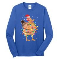 Christmas Lights Chicken Cool Gift Santa Funny Xmas Tree Chicken Gift Tall Long Sleeve T-Shirt