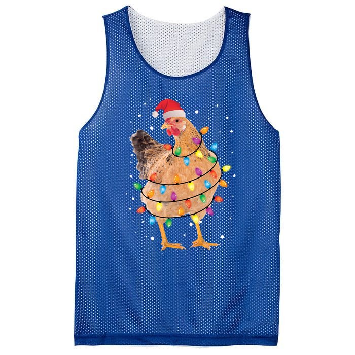 Christmas Lights Chicken Cool Gift Santa Funny Xmas Tree Chicken Gift Mesh Reversible Basketball Jersey Tank