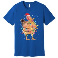 Christmas Lights Chicken Cool Gift Santa Funny Xmas Tree Chicken Gift Premium T-Shirt