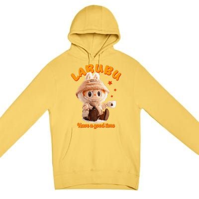 Cute Labubu Classic Pose Funny Labubu Gift Premium Pullover Hoodie