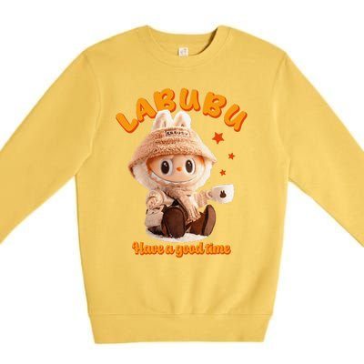 Cute Labubu Classic Pose Funny Labubu Gift Premium Crewneck Sweatshirt