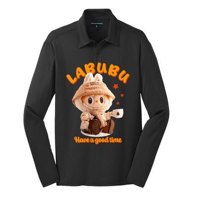 Cute Labubu Classic Pose Funny Labubu Gift Silk Touch Performance Long Sleeve Polo