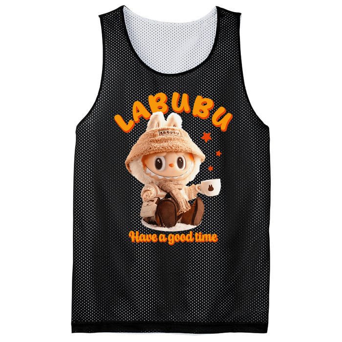 Cute Labubu Classic Pose Funny Labubu Gift Mesh Reversible Basketball Jersey Tank