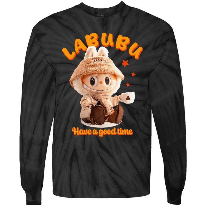 Cute Labubu Classic Pose Funny Labubu Gift Tie-Dye Long Sleeve Shirt