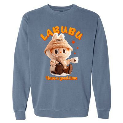 Cute Labubu Classic Pose Funny Labubu Gift Garment-Dyed Sweatshirt