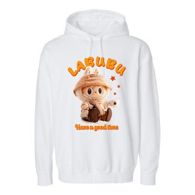 Cute Labubu Classic Pose Funny Labubu Gift Garment-Dyed Fleece Hoodie