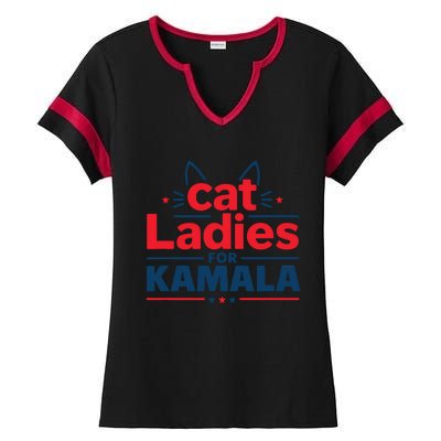 Cat Ladies Cat Lettering Positive Funny Ladies Halftime Notch Neck Tee