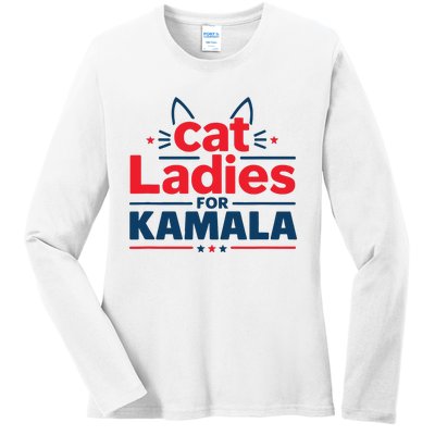 Cat Ladies Cat Lettering Positive Funny Ladies Long Sleeve Shirt