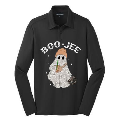 Coffee Lovers Cute Ghost Halloween Costume Boujee Boojee Funny Gift Silk Touch Performance Long Sleeve Polo