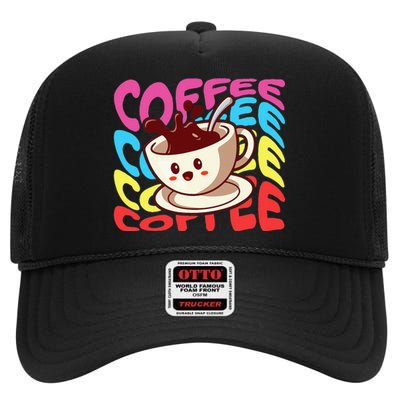 Coffee Lover High Crown Mesh Back Trucker Hat