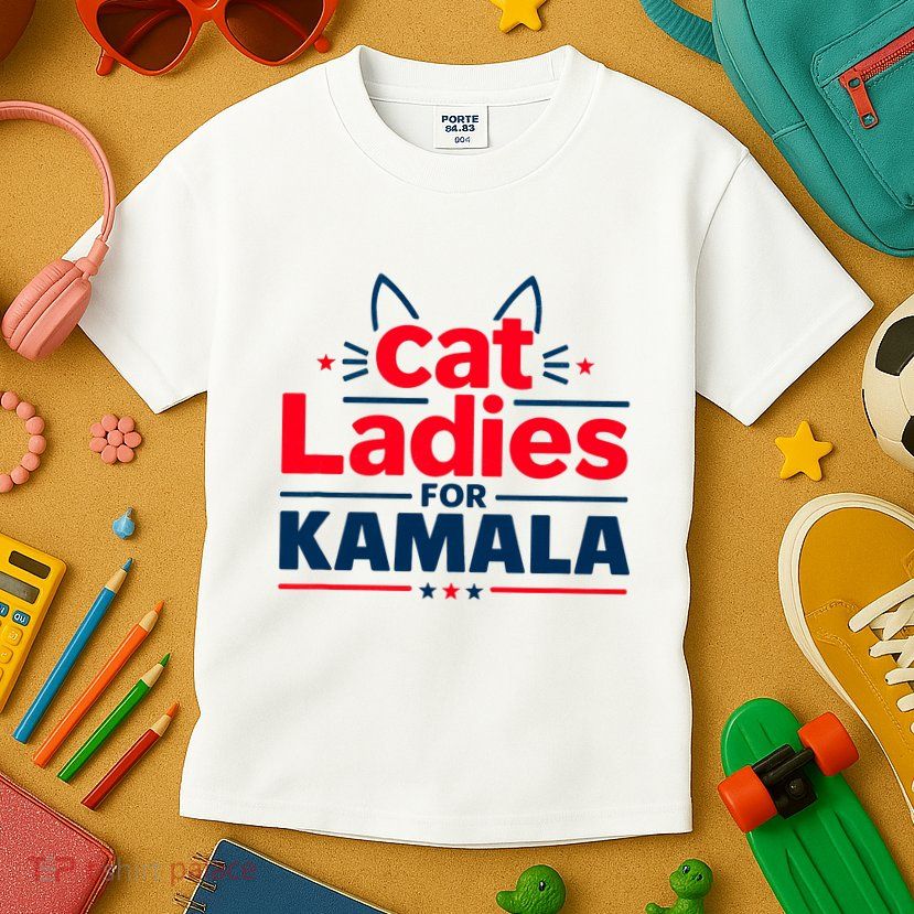 Cat Ladies Cat Lettering Positive Funny Kids T-Shirt