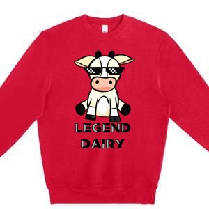 Cow Legendairy Cow Print Pun Premium Crewneck Sweatshirt