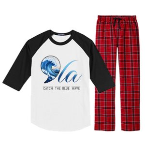 Comma La Catch The Blue Wave Vote Kamala President 24 Harris Raglan Sleeve Pajama Set