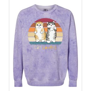 Cat Lovers Cute Retro Sunset Colorblast Crewneck Sweatshirt