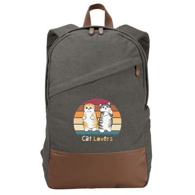Cat Lovers Cute Retro Sunset Cotton Canvas Backpack