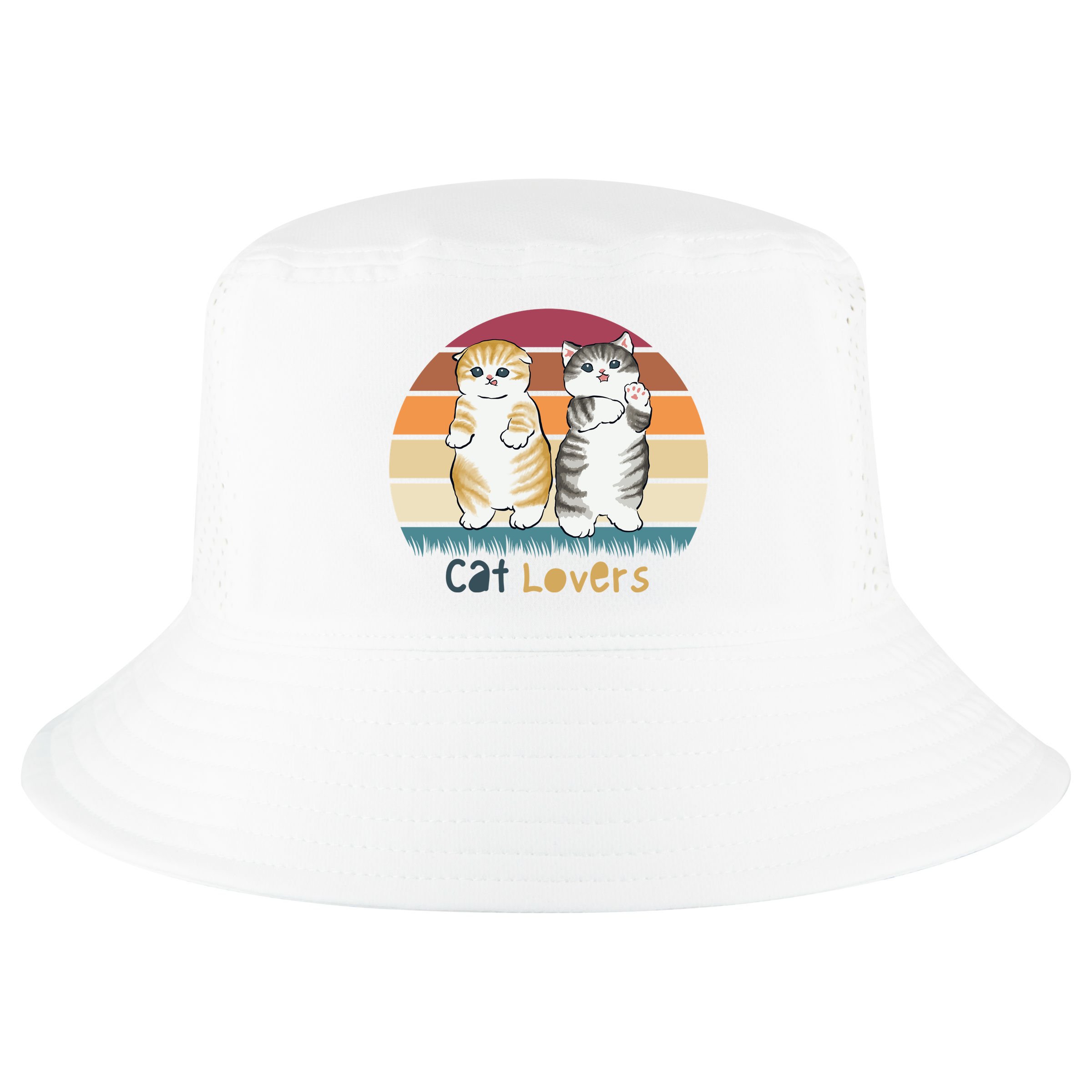 Cat Lovers Cute Retro Sunset Cool Comfort Performance Bucket Hat