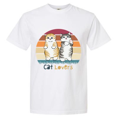 Cat Lovers Cute Retro Sunset Garment-Dyed Heavyweight T-Shirt