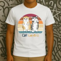 Cat Lovers Cute Retro Sunset T-Shirt
