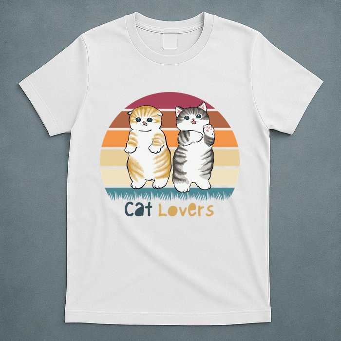 Cat Lovers Cute Retro Sunset T-Shirt