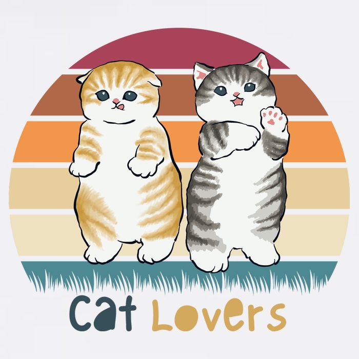 Cat Lovers Cute Retro Sunset T-Shirt