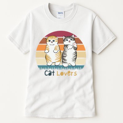 Cat Lovers Cute Retro Sunset Tall T-Shirt